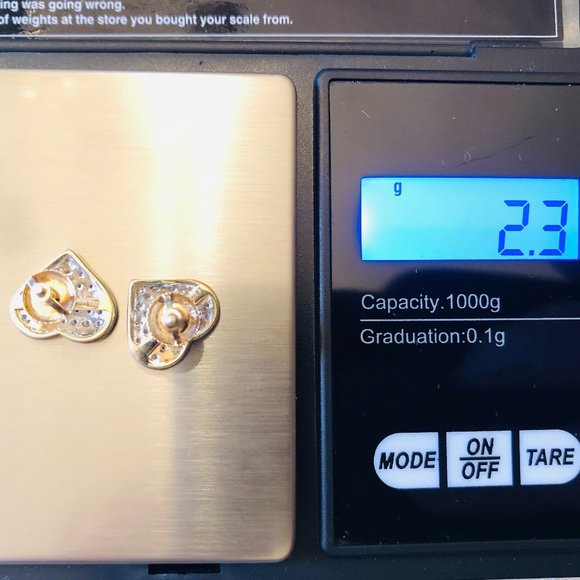 Diamond Heart-shaped Earrings with Sterling Silver - GND Designer - 2.3 Grams - Picture 7 of 12